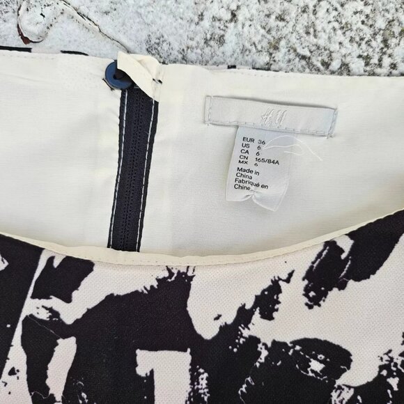 H&M Women Dress Black/White Sleeve Less Knee Length Dress Size 6US - Picture 7 of 10